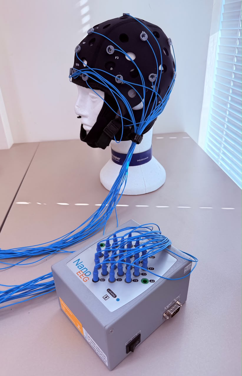 Nano EEG — touca de mapeamento cerebral de 20 canais usada no Instituto Neuroterapia